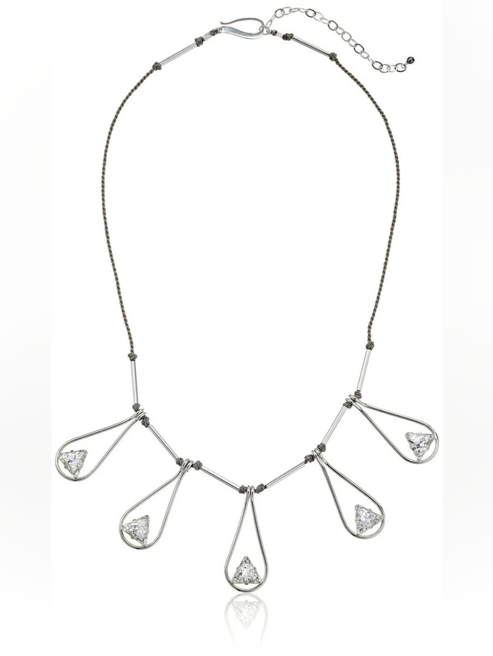 NWT, Kris Nations "Angel Fire" Swarovski Crystal Silver Teardrop Bib Necklace